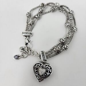 Brighton Reno Heart‎ Multi Strand Bracelet Silver Plated Lobster Clasp